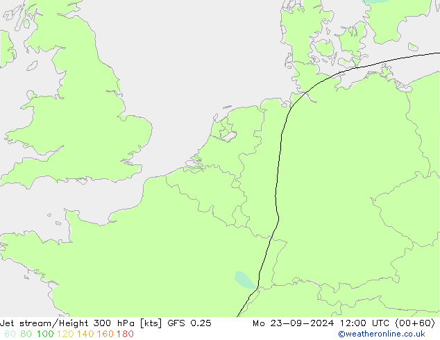 Jet stream/Height 300 hPa GFS 0.25 Mo 23.09.2024 12 UTC