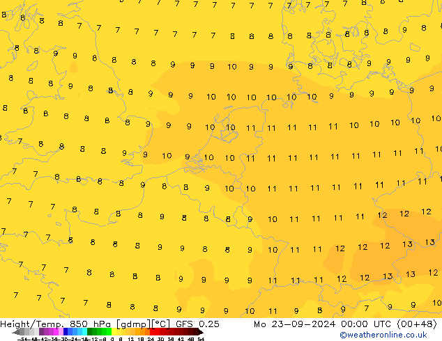 Z500/Rain (+SLP)/Z850 GFS 0.25 пн 23.09.2024 00 UTC