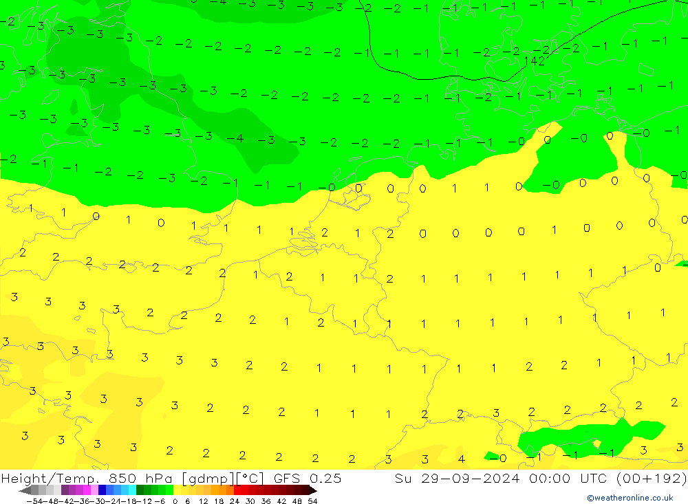 Z500/Rain (+SLP)/Z850 GFS 0.25 So 29.09.2024 00 UTC