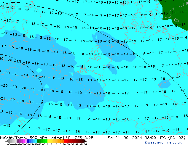 Z500/Rain (+SLP)/Z850 GFS 0.25 Sa 21.09.2024 03 UTC