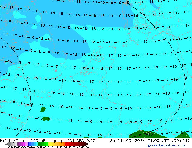 Z500/Rain (+SLP)/Z850 GFS 0.25 сб 21.09.2024 21 UTC