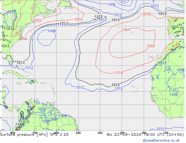 GFS 0.25: pon. 23.09.2024 18 UTC