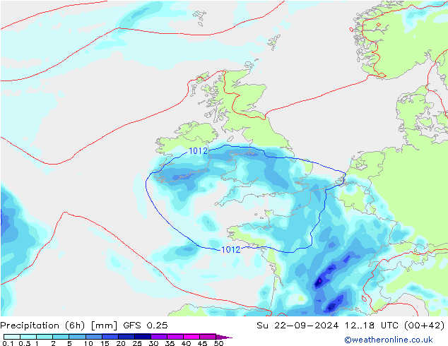 Z500/Rain (+SLP)/Z850 GFS 0.25 Вс 22.09.2024 18 UTC