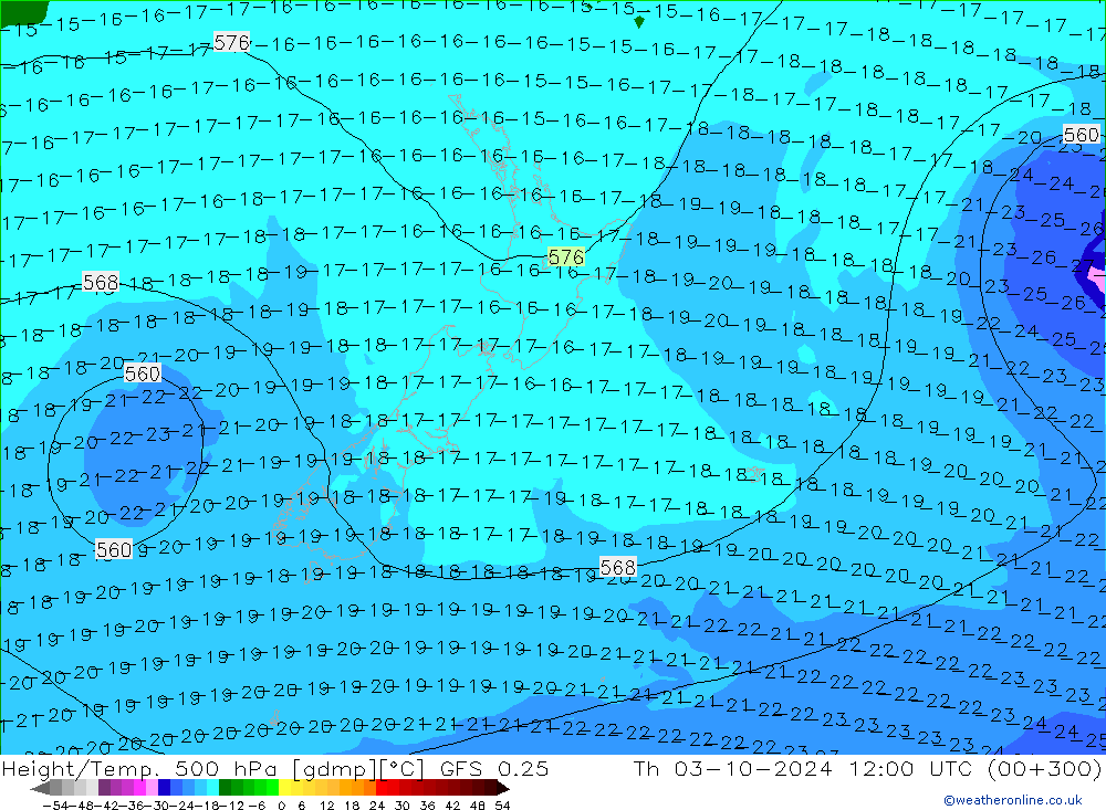 Z500/Rain (+SLP)/Z850 GFS 0.25 чт 03.10.2024 12 UTC