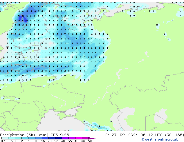 Z500/Rain (+SLP)/Z850 GFS 0.25 пт 27.09.2024 12 UTC