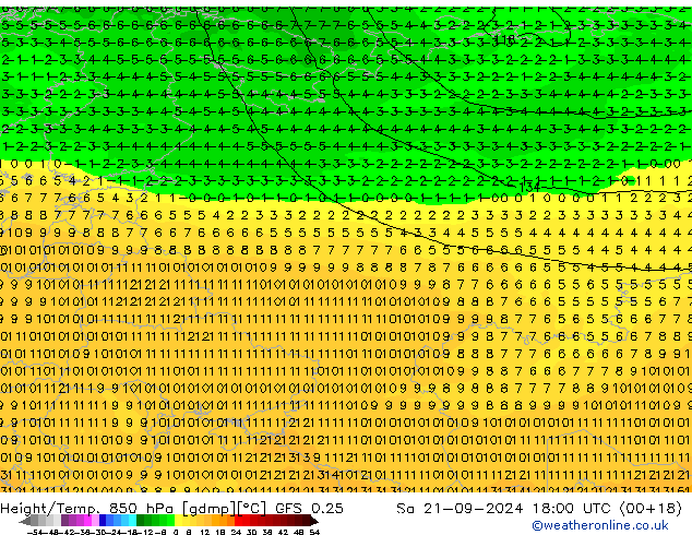 Z500/Rain (+SLP)/Z850 GFS 0.25 sáb 21.09.2024 18 UTC