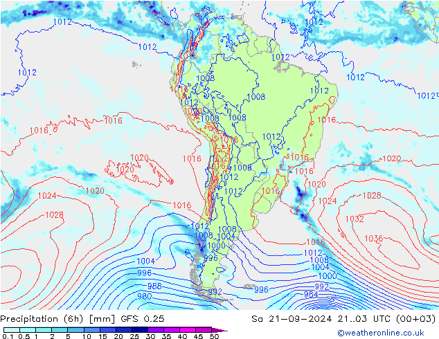 Z500/Rain (+SLP)/Z850 GFS 0.25 sáb 21.09.2024 03 UTC