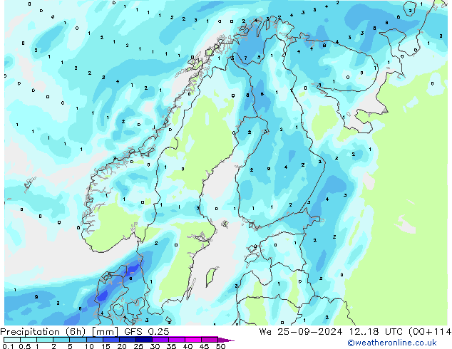 Z500/Yağmur (+YB)/Z850 GFS 0.25 Çar 25.09.2024 18 UTC