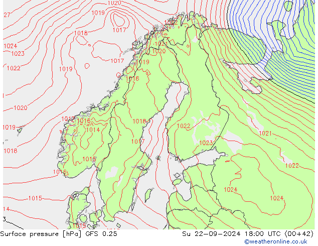 GFS 0.25: 星期日 22.09.2024 18 UTC