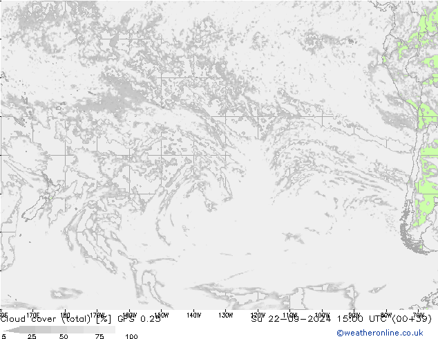 Cloud cover (total) GFS 0.25 Ne 22.09.2024 15 UTC