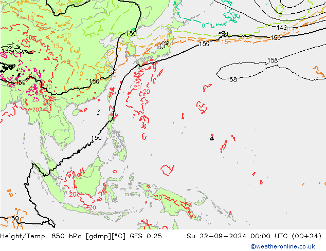 Z500/Regen(+SLP)/Z850 GFS 0.25 zo 22.09.2024 00 UTC