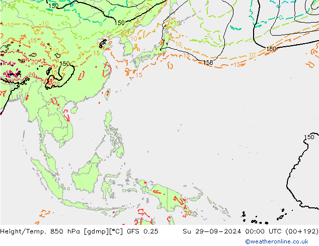 Z500/Regen(+SLP)/Z850 GFS 0.25 zo 29.09.2024 00 UTC