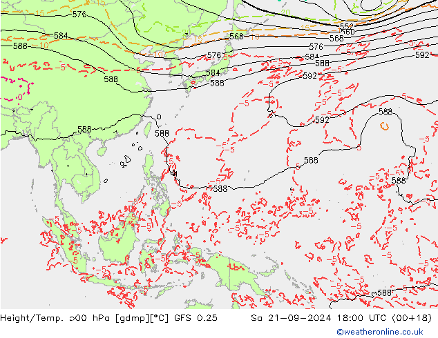 Z500/Rain (+SLP)/Z850 GFS 0.25 sab 21.09.2024 18 UTC