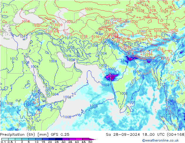 Z500/Regen(+SLP)/Z850 GFS 0.25 za 28.09.2024 00 UTC