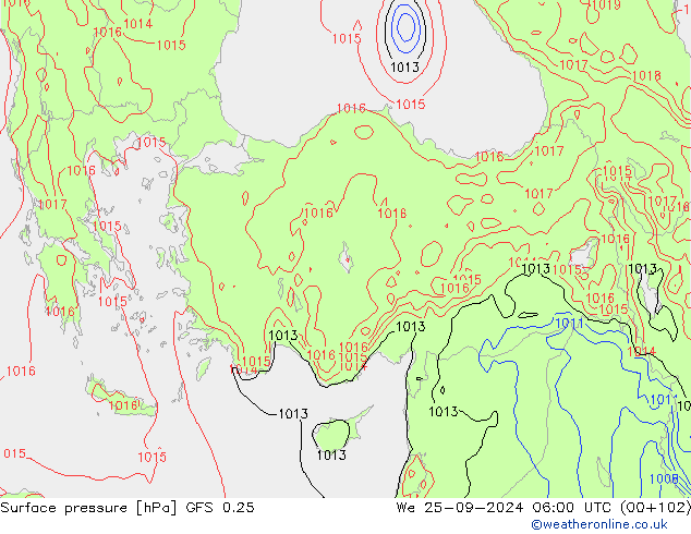 GFS 0.25: Qua 25.09.2024 06 UTC