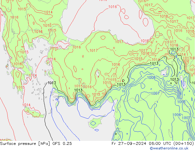 ciśnienie GFS 0.25 pt. 27.09.2024 06 UTC