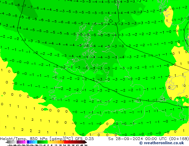 Z500/Rain (+SLP)/Z850 GFS 0.25 Sa 28.09.2024 00 UTC