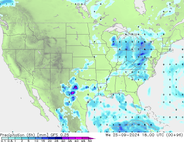 Z500/Rain (+SLP)/Z850 GFS 0.25 ср 25.09.2024 00 UTC