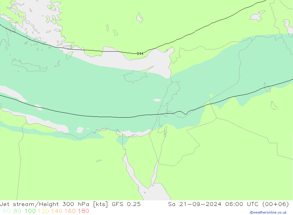 Prąd strumieniowy GFS 0.25 so. 21.09.2024 06 UTC