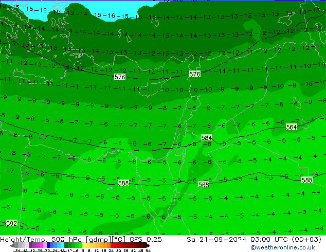 Z500/Yağmur (+YB)/Z850 GFS 0.25 Cts 21.09.2024 03 UTC