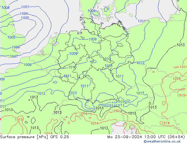 GFS 0.25: 星期一 23.09.2024 12 UTC