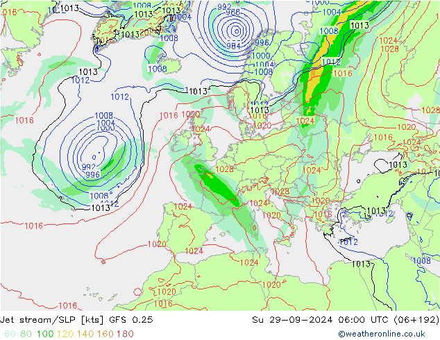 Polarjet/Bodendruck GFS 0.25 So 29.09.2024 06 UTC