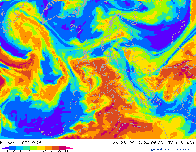 K-Index GFS 0.25 Mo 23.09.2024 06 UTC