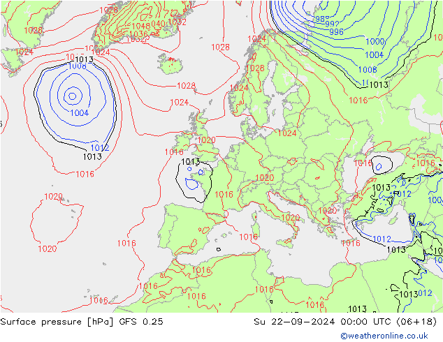 GFS 0.25: 星期日 22.09.2024 00 UTC