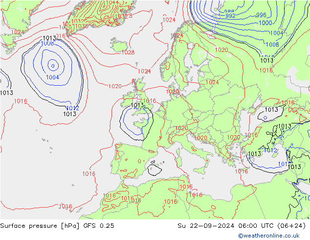 GFS 0.25: dom 22.09.2024 06 UTC