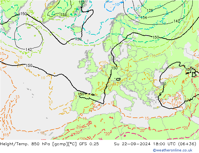 Z500/Rain (+SLP)/Z850 GFS 0.25 Su 22.09.2024 18 UTC