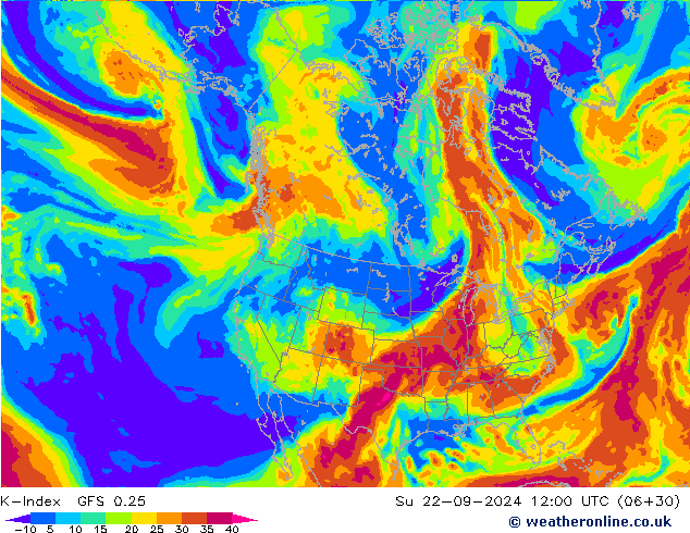 K-Index GFS 0.25 Вс 22.09.2024 12 UTC