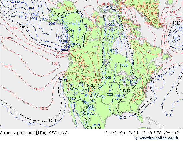 Bodendruck GFS 0.25 Sa 21.09.2024 12 UTC