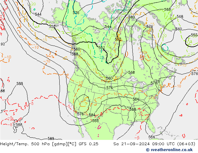 Z500/Rain (+SLP)/Z850 GFS 0.25 sáb 21.09.2024 09 UTC