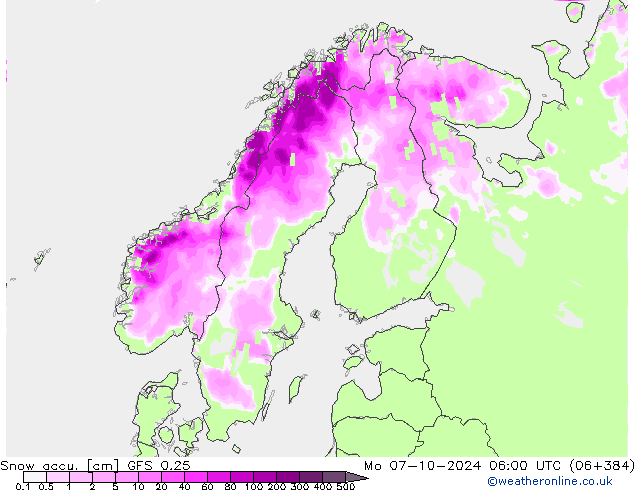 Schneemenge GFS 0.25 Mo 07.10.2024 06 UTC