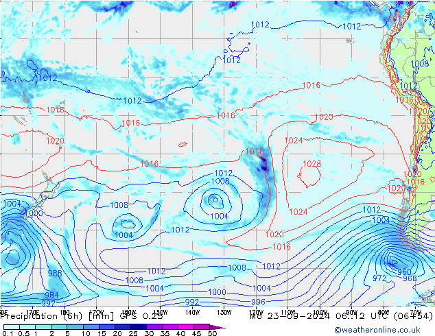 Z500/Rain (+SLP)/Z850 GFS 0.25 Mo 23.09.2024 12 UTC