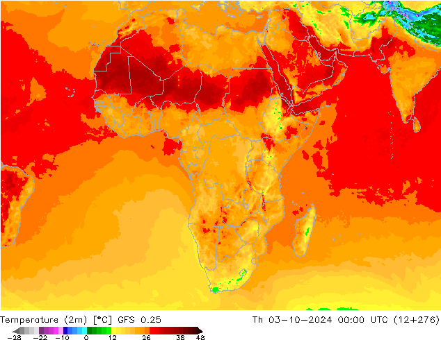 Temperaturkarte (2m) GFS 0.25 Do 03.10.2024 00 UTC