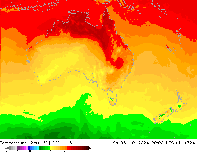 Temperature (2m) GFS 0.25 Sa 05.10.2024 00 UTC