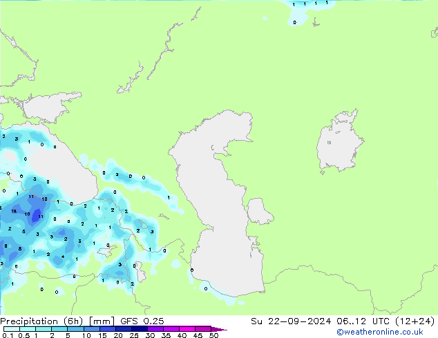 Z500/Rain (+SLP)/Z850 GFS 0.25 Su 22.09.2024 12 UTC