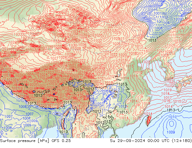 GFS 0.25: 星期日 29.09.2024 00 UTC