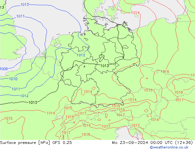 GFS 0.25: 星期一 23.09.2024 00 UTC