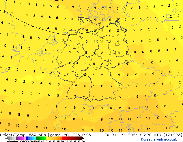 Z500/Regen(+SLP)/Z850 GFS 0.25 di 01.10.2024 00 UTC