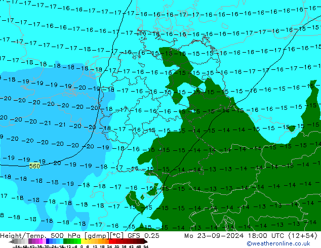 Z500/Rain (+SLP)/Z850 GFS 0.25 Mo 23.09.2024 18 UTC