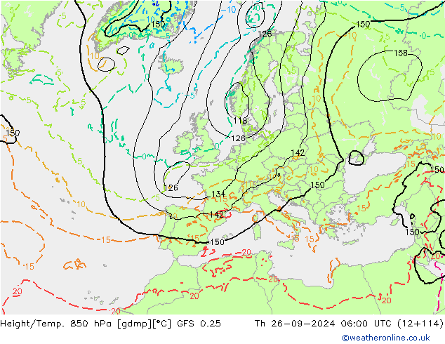 Z500/Rain (+SLP)/Z850 GFS 0.25 Th 26.09.2024 06 UTC