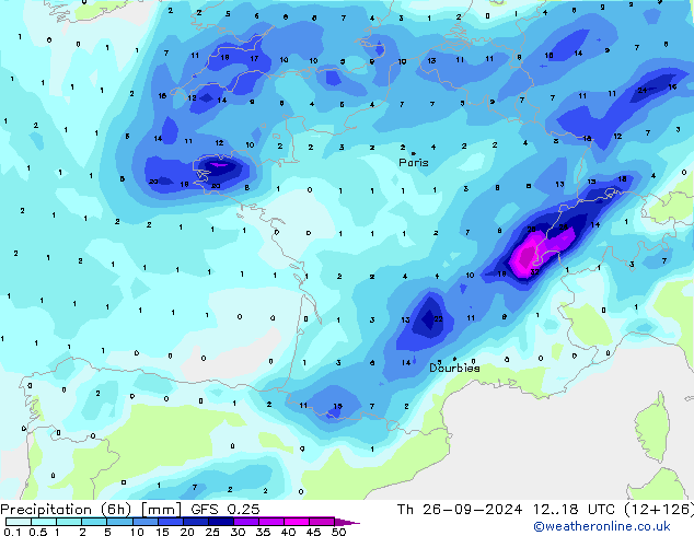 Z500/Regen(+SLP)/Z850 GFS 0.25 do 26.09.2024 18 UTC