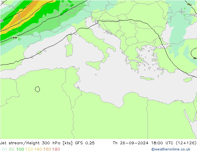 Jet stream/Height 300 hPa GFS 0.25 Th 26.09.2024 18 UTC