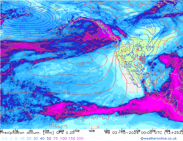 Nied. akkumuliert GFS 0.25 Mi 02.10.2024 00 UTC