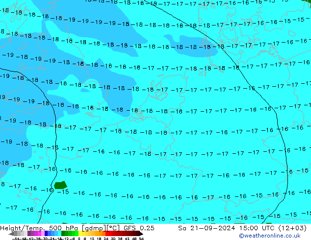 Z500/Rain (+SLP)/Z850 GFS 0.25 Sa 21.09.2024 15 UTC