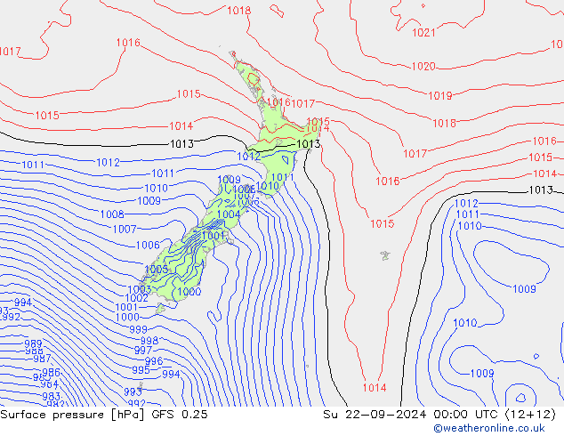 Surface pressure GFS 0.25 Su 22.09.2024 00 UTC