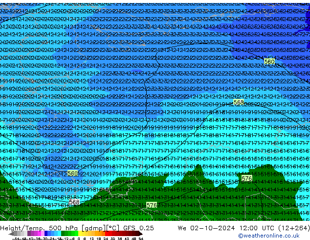 Z500/Regen(+SLP)/Z850 GFS 0.25 wo 02.10.2024 12 UTC