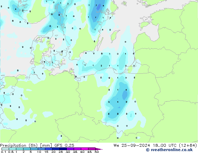 Z500/Rain (+SLP)/Z850 GFS 0.25 We 25.09.2024 00 UTC